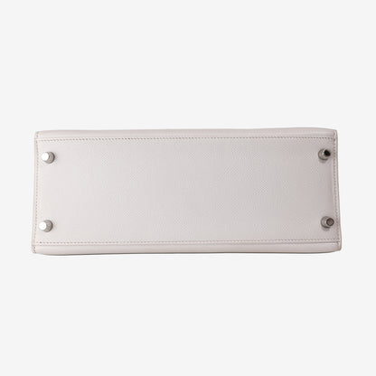 Hermès Kelly 28 in White Epsom Leather with Palladium-Plated Hardware