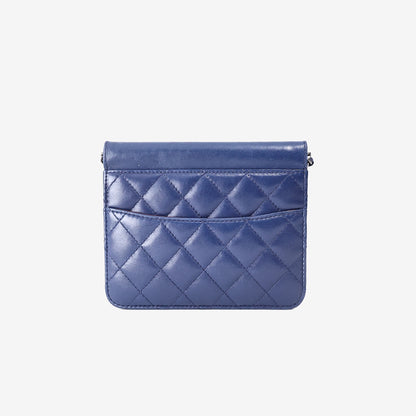 Chanel Crossing Times Flap Bag in Navy Lambskin Leather with Gold Hardware
