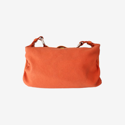 Chloé Vintage Canvas Bag in Orange with Silver Hardware and Beaded Detailing