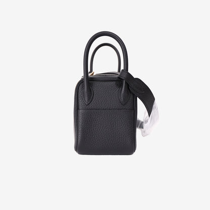 Hermès Mini Lindy 20 in Noir Clemence Leather with Palladium Hardware