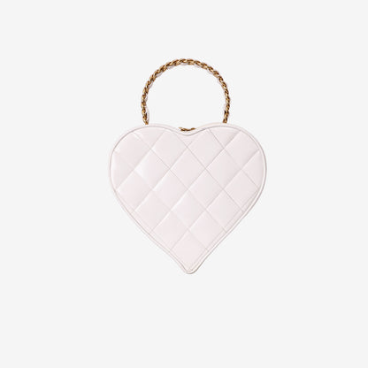 Chanel Vintage Heart-Shaped Vanity Bag in White Patent Leather with Gold Hardware back view