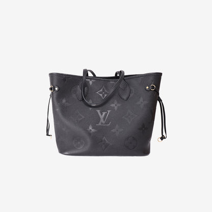 Louis Vuitton Neverfull MM in Black Leather with Gold Hardware