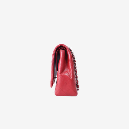 Chanel Classic Maxi Flap Bag in Red Caviar Leather with Silver Hardware