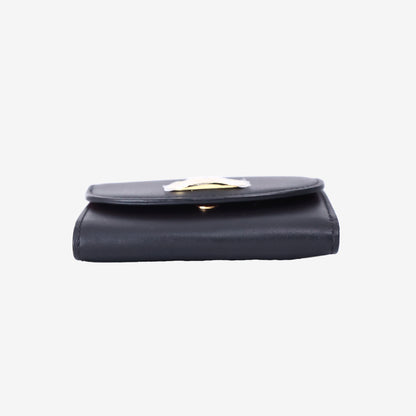 MCM Mode Travia Mini Chain Wallet in Black Nappa Leather with Gold Hardware