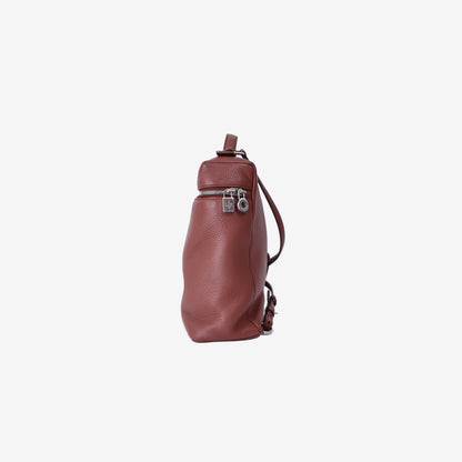 Loro Piana Extra Pocket Backpack in Kummel Calfskin Leather with Silver Hardware