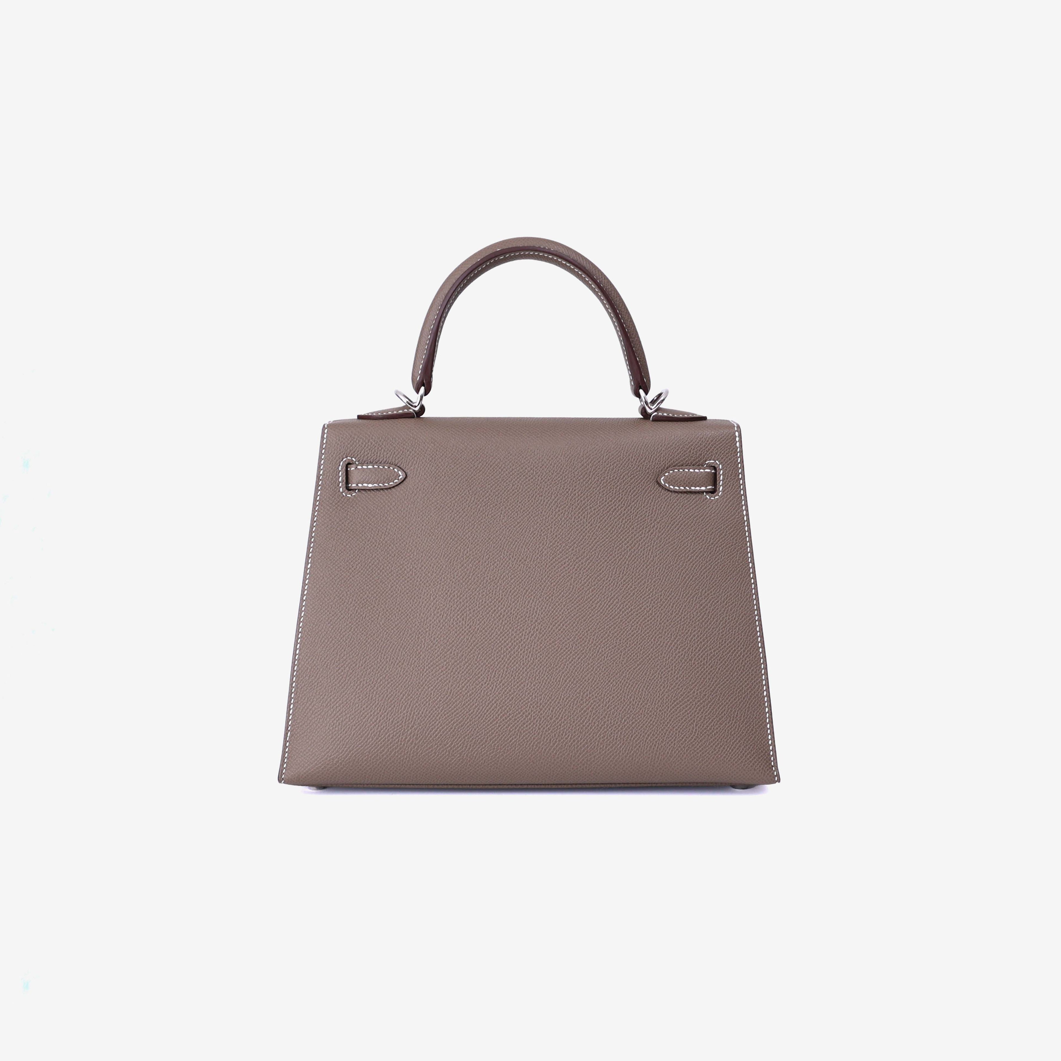 Hermès Kelly 25 in Etoupe Epsom Leather with Palladium Hardware back view