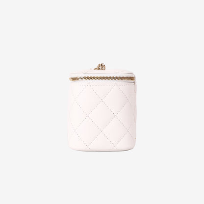 Chanel Vanity Case with Chain Bag in White Caviar Leather with Gold Hardware