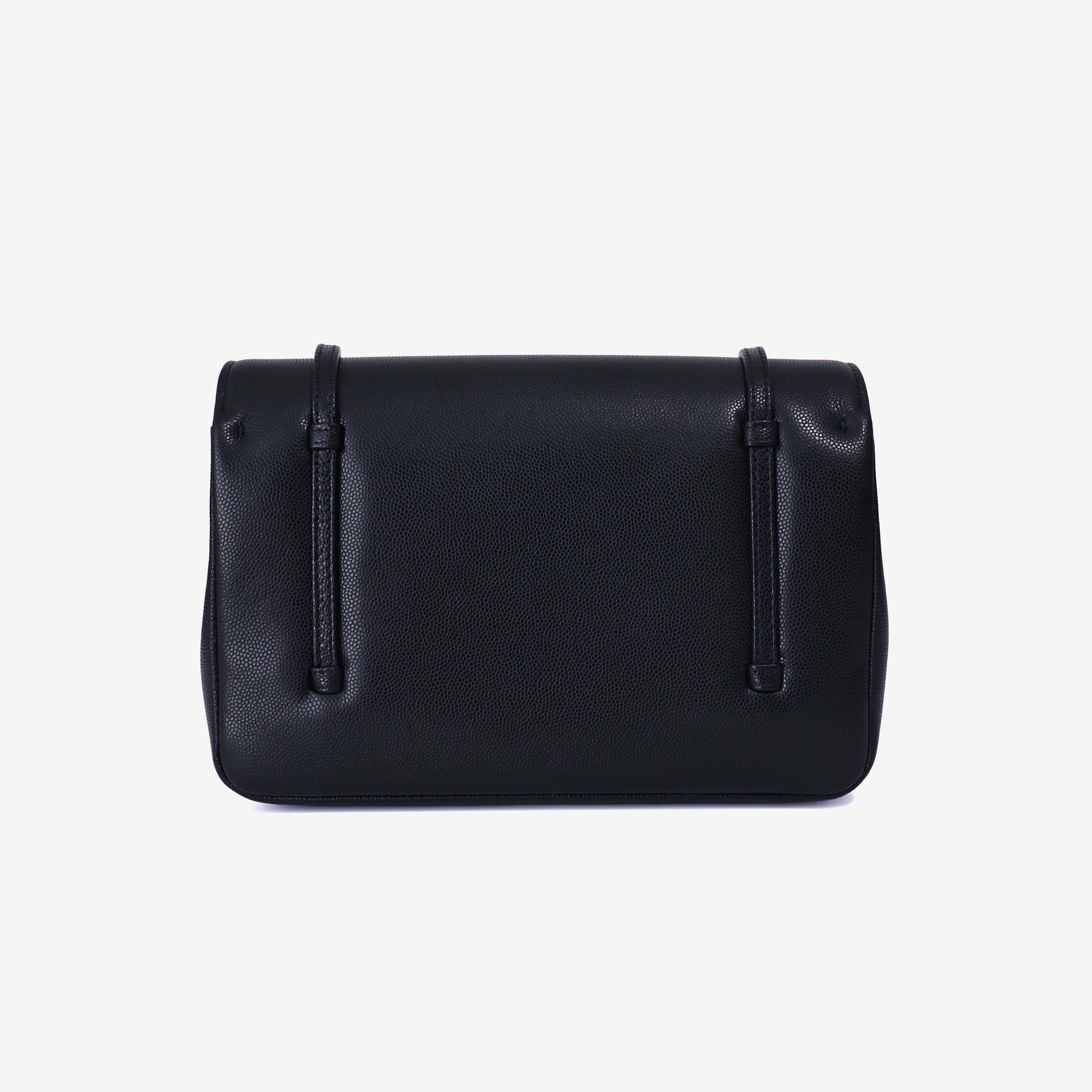 Chanel 26P Small Flap Bag in Black Calfskin with Gold Hardware back view