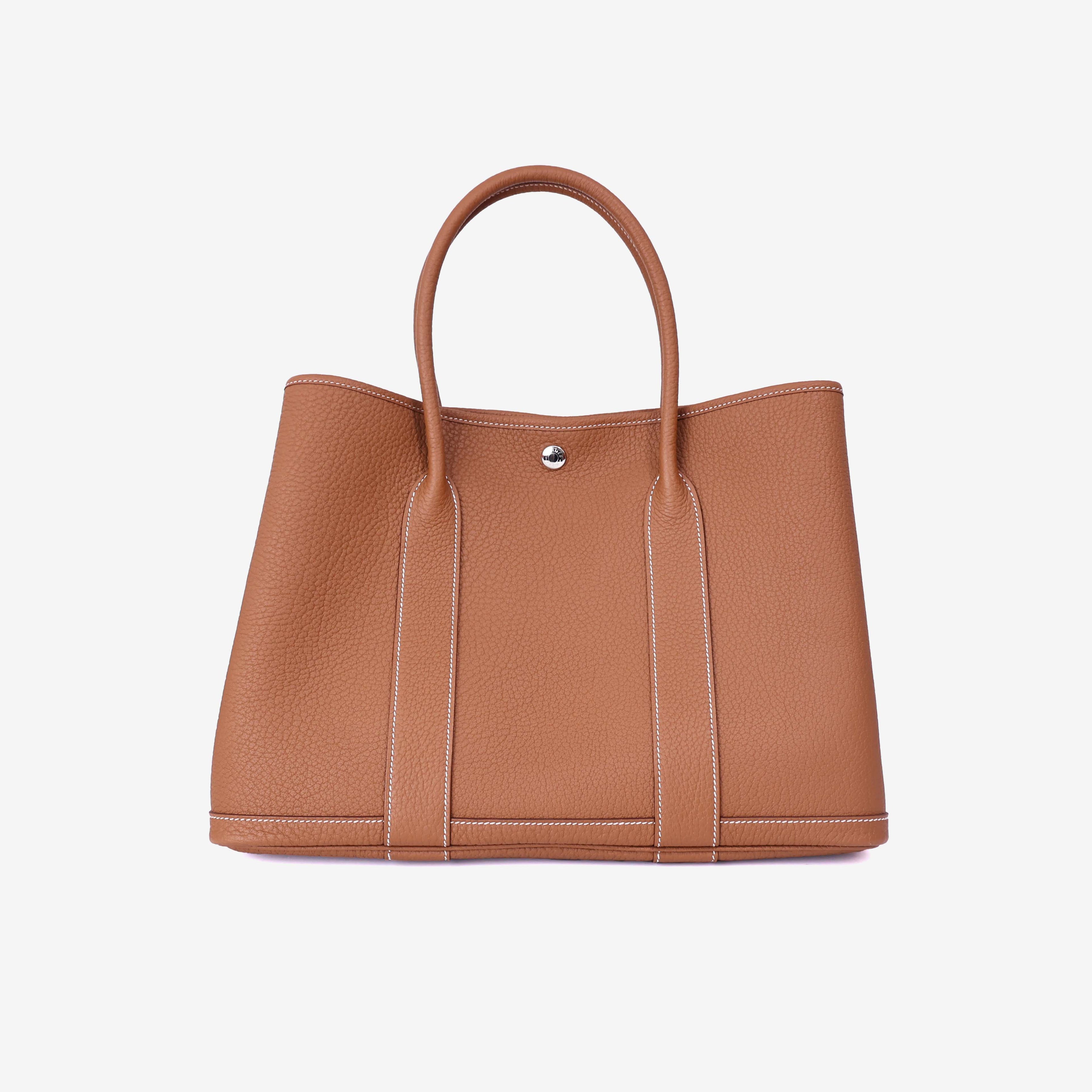 Hermès Garden Party 36 in Gold Negonda Leather with Palladium Hardware back view