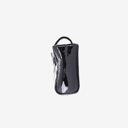 Chanel Patent Quilted Classic Pouch in Black Patent Leather with Silver Hardware