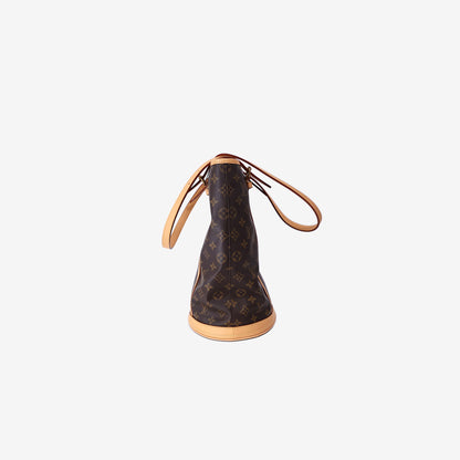 Louis Vuitton Monogram Bucket Bag in Monogram Coated Canvas with Vachetta Leather and Gold Hardware