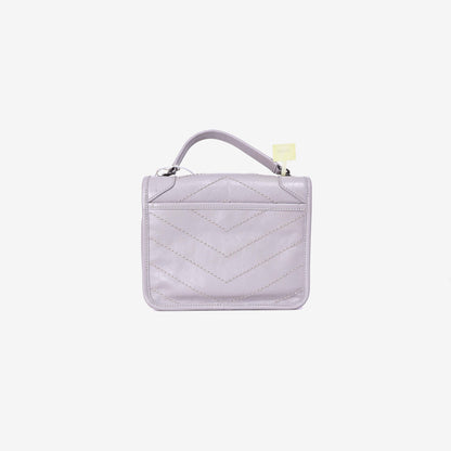 Saint Laurent Mini Niki Chain Shoulder Bag in Grey Calfskin Leather