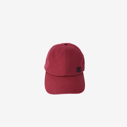 Chanel 26S Hat in Red Cotton with Black CC Logo