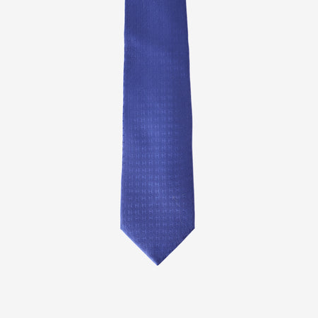 Hermès Façonnée H Tie in Indigo Silk front view