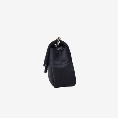 Chanel Silk Check Mini Classic Flap Chain Bag in Black with Gold Hardware