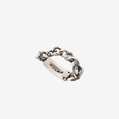Chrome Hearts Fancy Link Curb Chain Bracelet in 925 Sterling Silver with Dagger Detailing