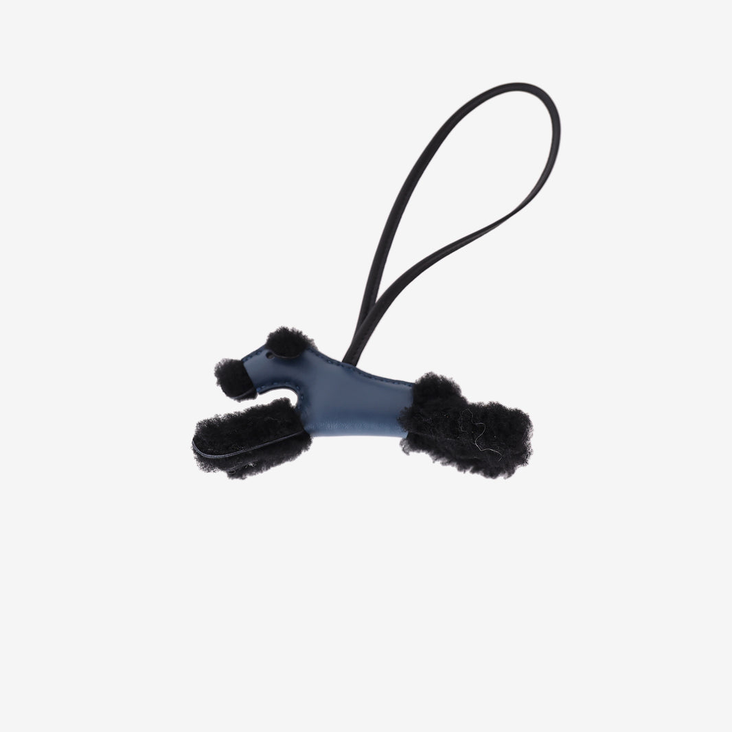 Hermès Budy Charm in Dark Blue/Black Lambskin