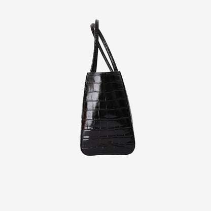 Chanel 26K Shopping Bag in Black Crocodile-Embossed Calfskin Leather with Gold Hardware