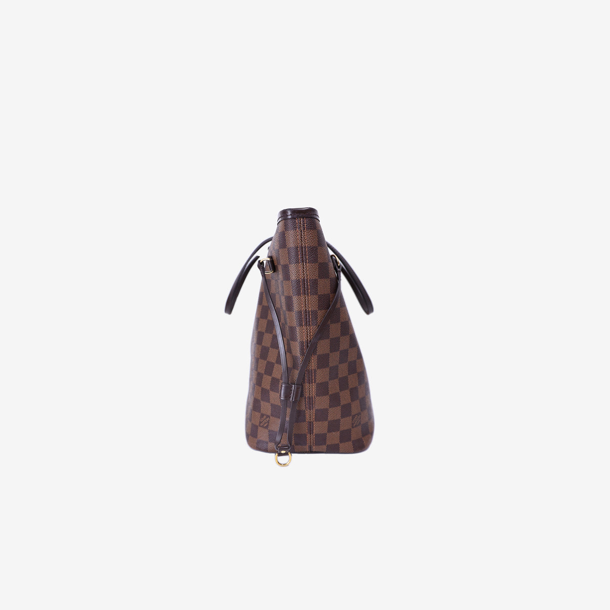 Louis Vuitton Neverfull Tote Bag in Brown Monogram Canvas Leather with Gold Hardware side view