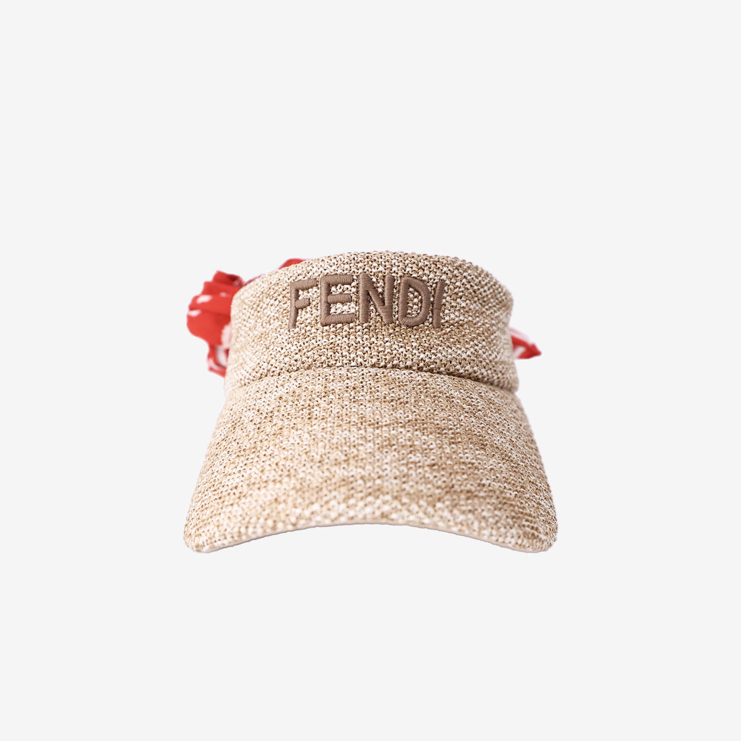 Fendi Straw Raffia Sun Visor in Beige