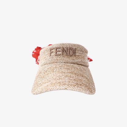 Fendi Straw Raffia Sun Visor in Beige