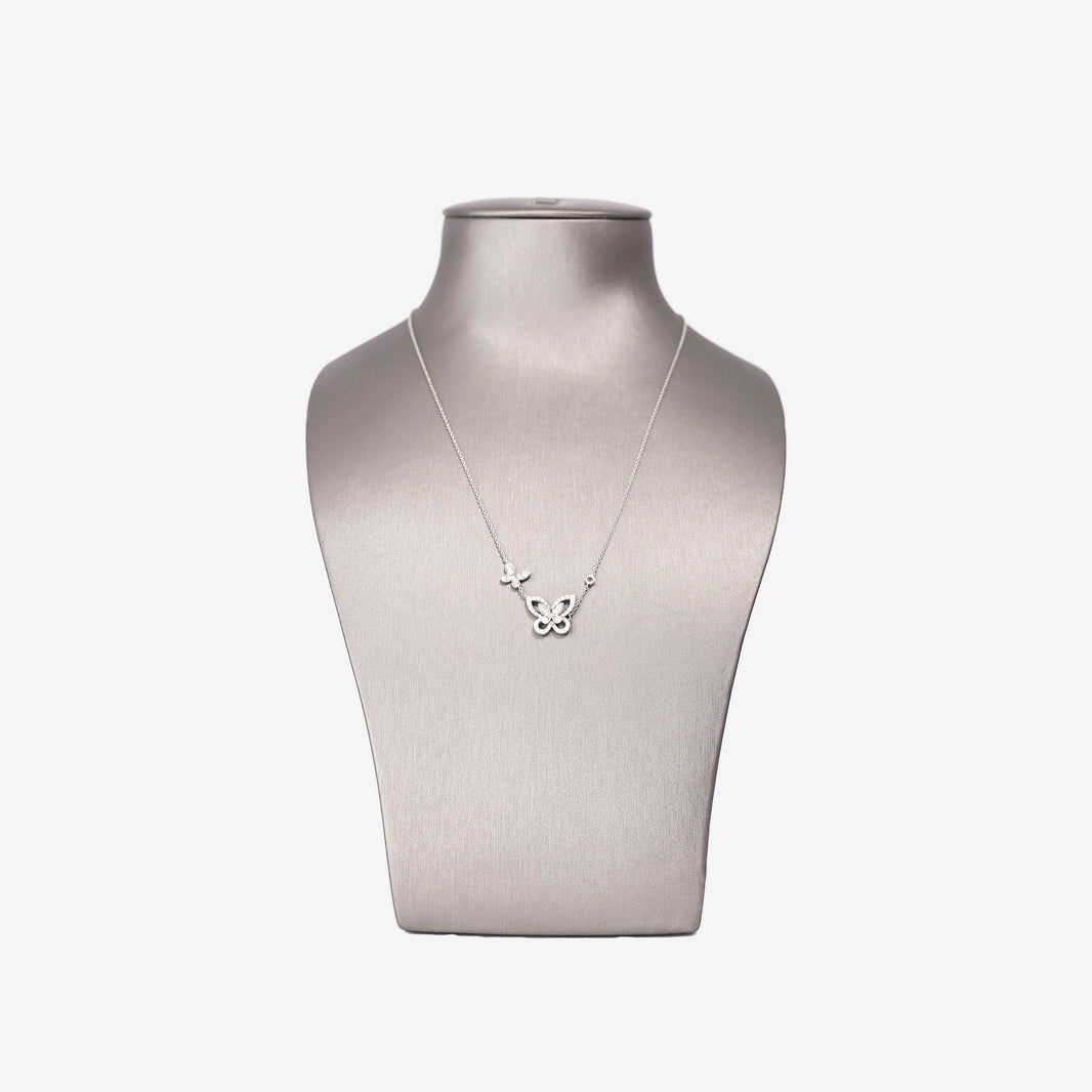 Graff Double Butterfly Silhouette Diamond Pendant in White Gold with Diamonds front view
