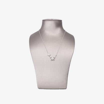 Graff Double Butterfly Silhouette Diamond Pendant in White Gold with Diamonds front view