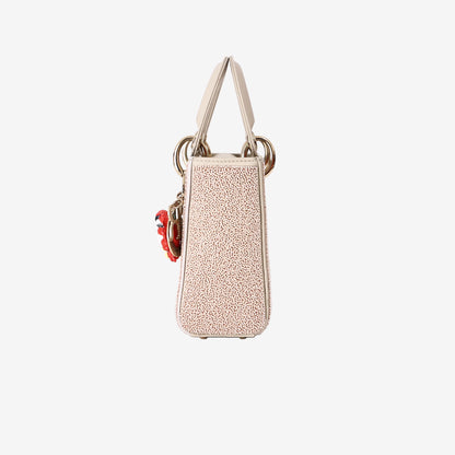 Dior Lady Dior Art Edition Mini Bag by Genieve Figgis with Multicoloured Beaded Embellishments and Gold Hardware