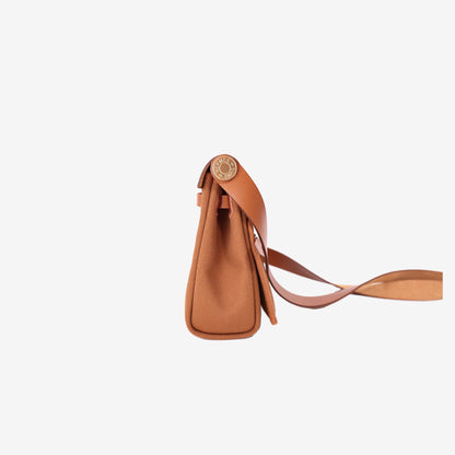 Hermès Herbag Zip Retourne 20 in Naturel Sable/Brown Military Toile Canvas/Vache Hunter Leather with Gold Hardware