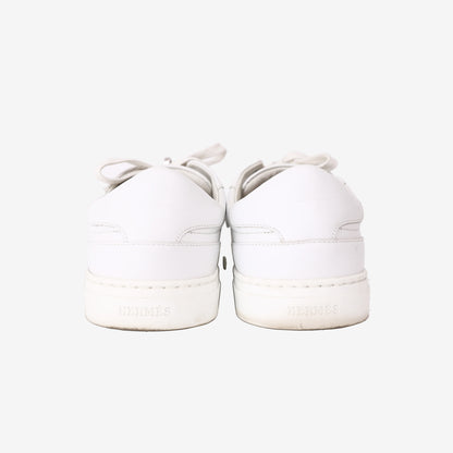 Hermès Day Sneakers in Blanc Calfskin Leather with Palladium-Plated Kelly Buckle (Size 39)