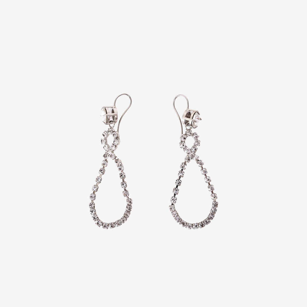 Miu Miu Drop Earrings in Silver-Tone Metal with Crystals