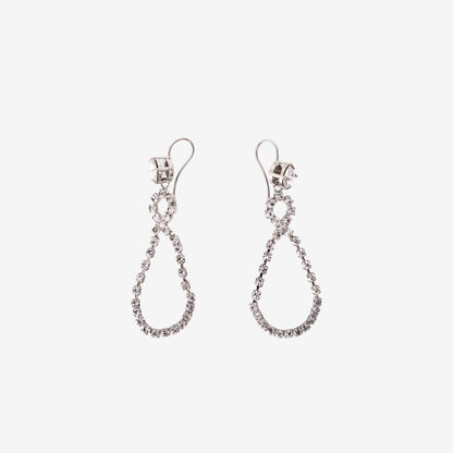 Miu Miu Drop Earrings in Silver-Tone Metal with Crystals