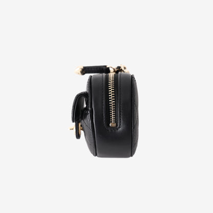 Chanel Quilted Lambskin CC in Love Heart Coin Purse in Black with Gold Hardware