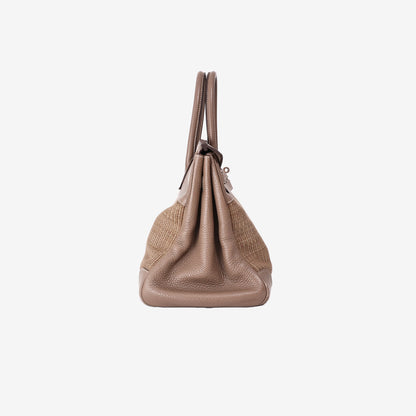 Hermès Birkin 35 in Étoupe Clemence and Horsehair with Palladium Hardware