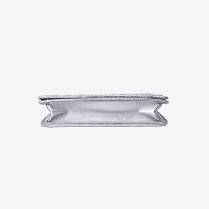 Miu Miu Matelassé Metallic Evening Bag in Silver Nappa Leather with Silver Hardware