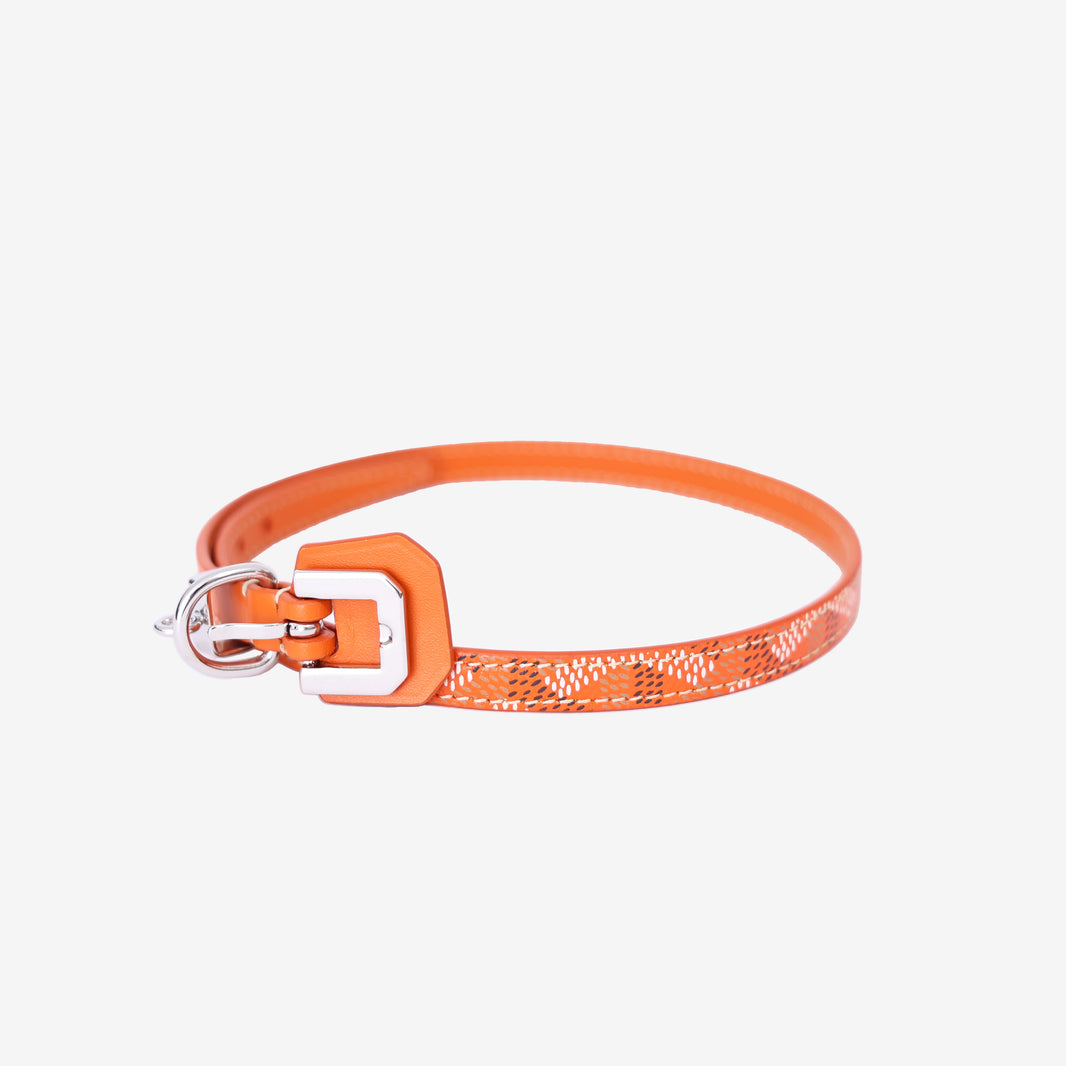 Goyard Edmond Bracelet in Orange Goyardine Canvas and Calfskin Leather with Palladium Hardware front view