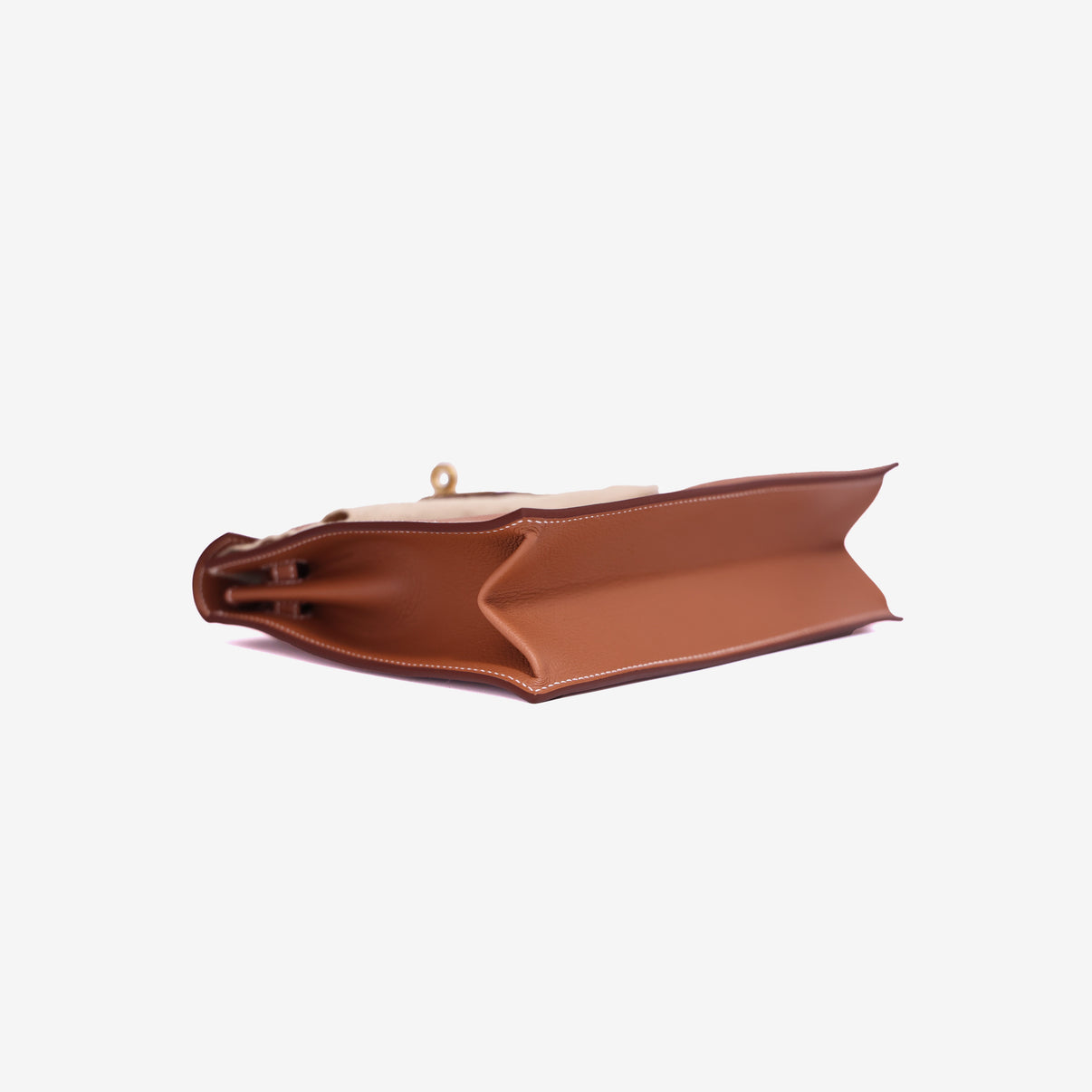 Hermès Kelly Danse in Gold Evercolor Leather with Gold Hardware bottom side view