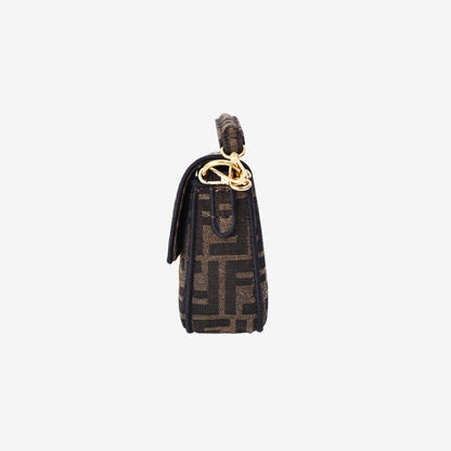 Fendi Mini Baguette Bag in Brown Zucca FF Jacquard Canvas with Gold Hardware