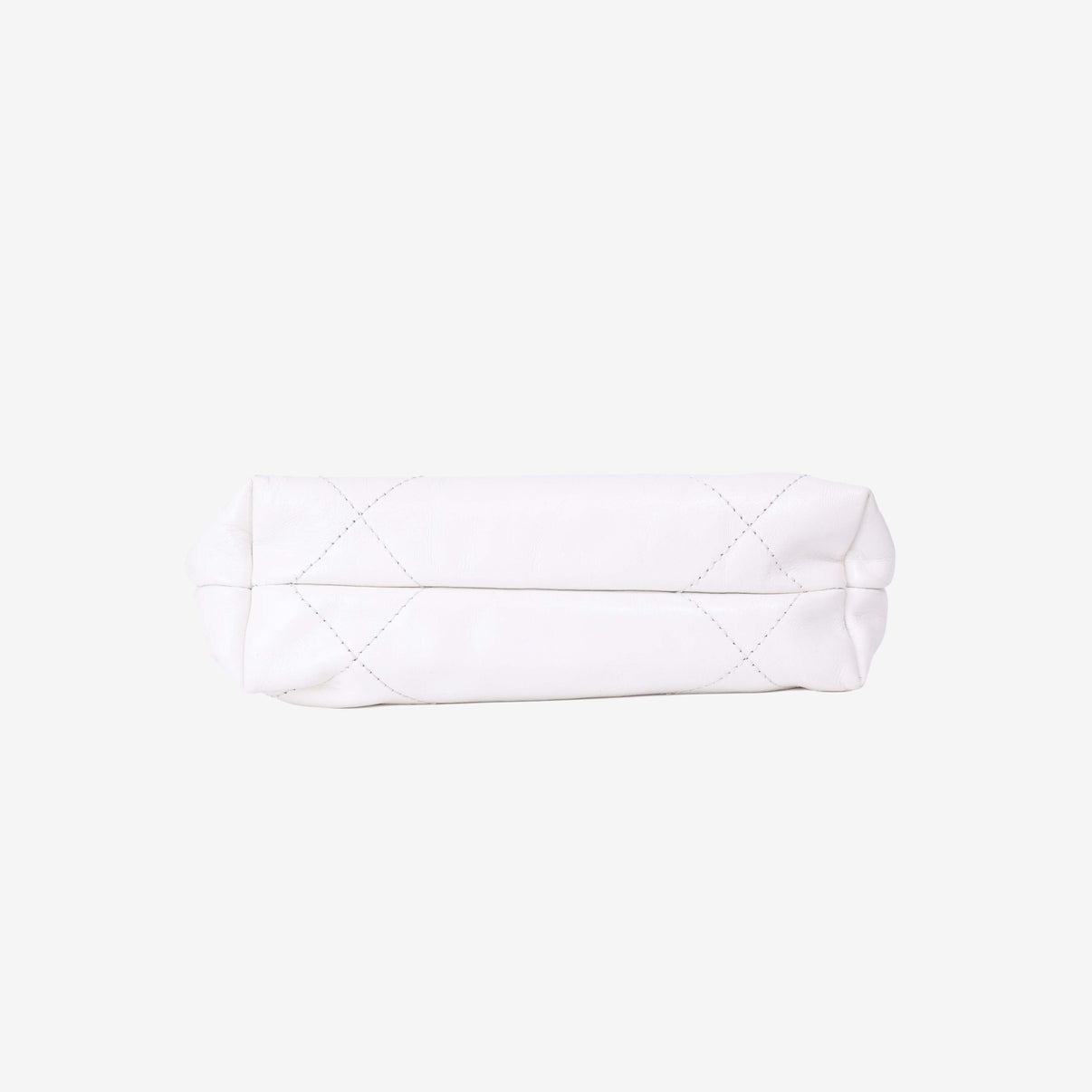 Chanel 22 Mini Bag in White Lambskin Leather with Silver Hardware bottom view