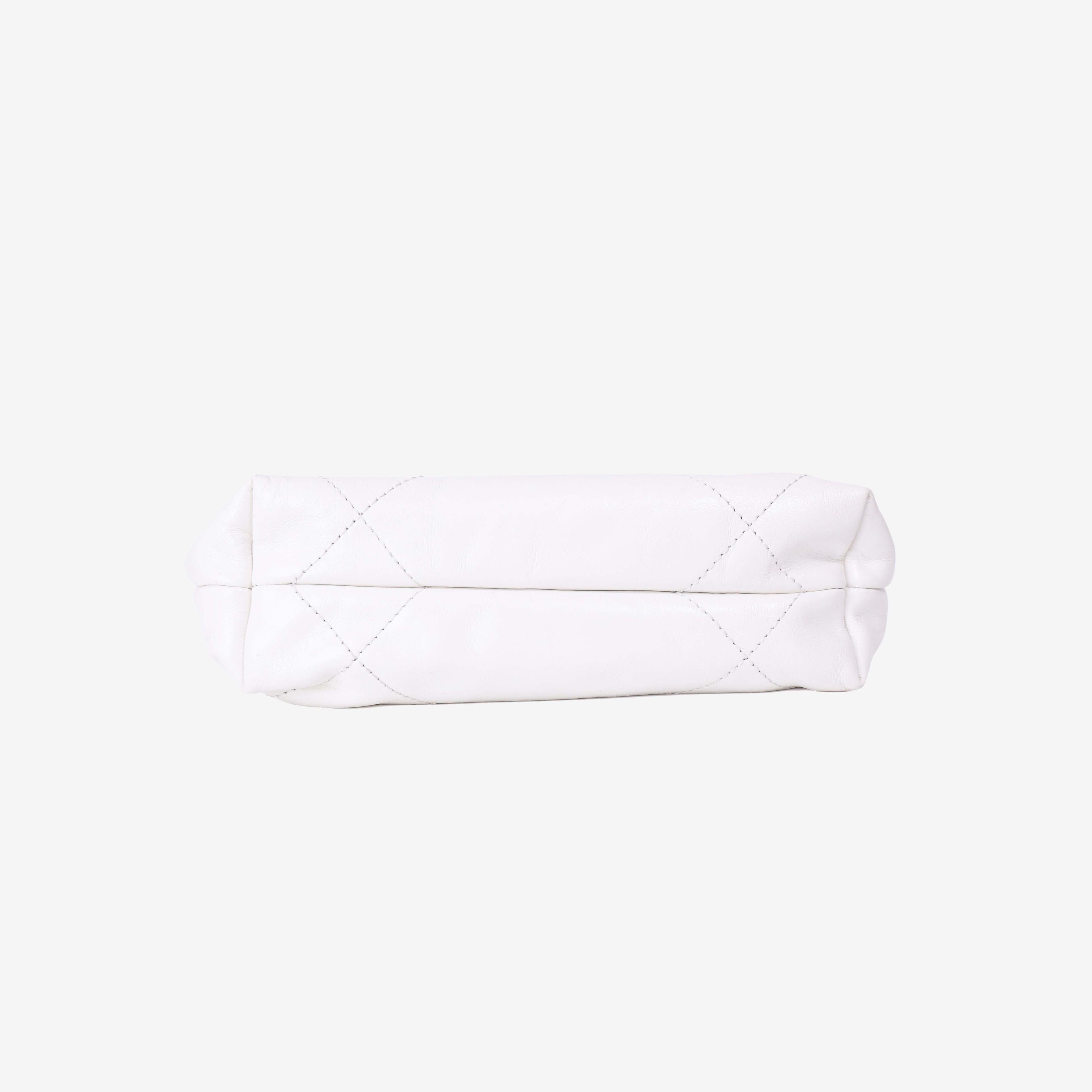 Chanel 22 Mini Bag in White Lambskin Leather with Silver Hardware bottom view