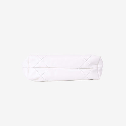 Chanel 22 Mini Bag in White Lambskin Leather with Silver Hardware bottom view