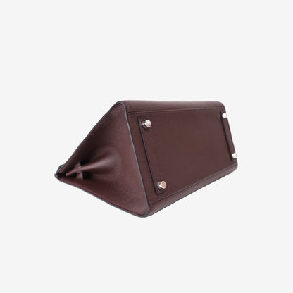 Hermès Birkin 30 in Bordeaux Epsom Leather with Palladium Hardware bottom side view