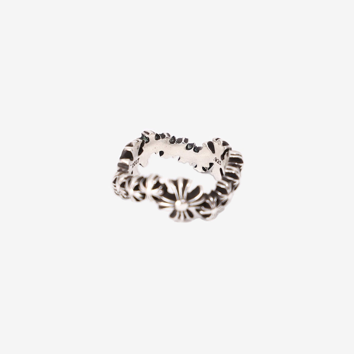 Chrome Hearts Tiny E CH Plus Band Ring in Sterling Silver back view