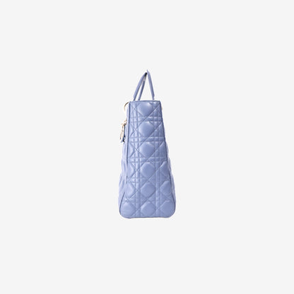 Lady Dior Bag in Blue Lambskin Leather with Gold Hardware