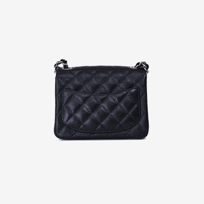 Chanel Classic Flap Mini Square in Black Grained Calfskin with Silver Hardware (Contact to Enquire)