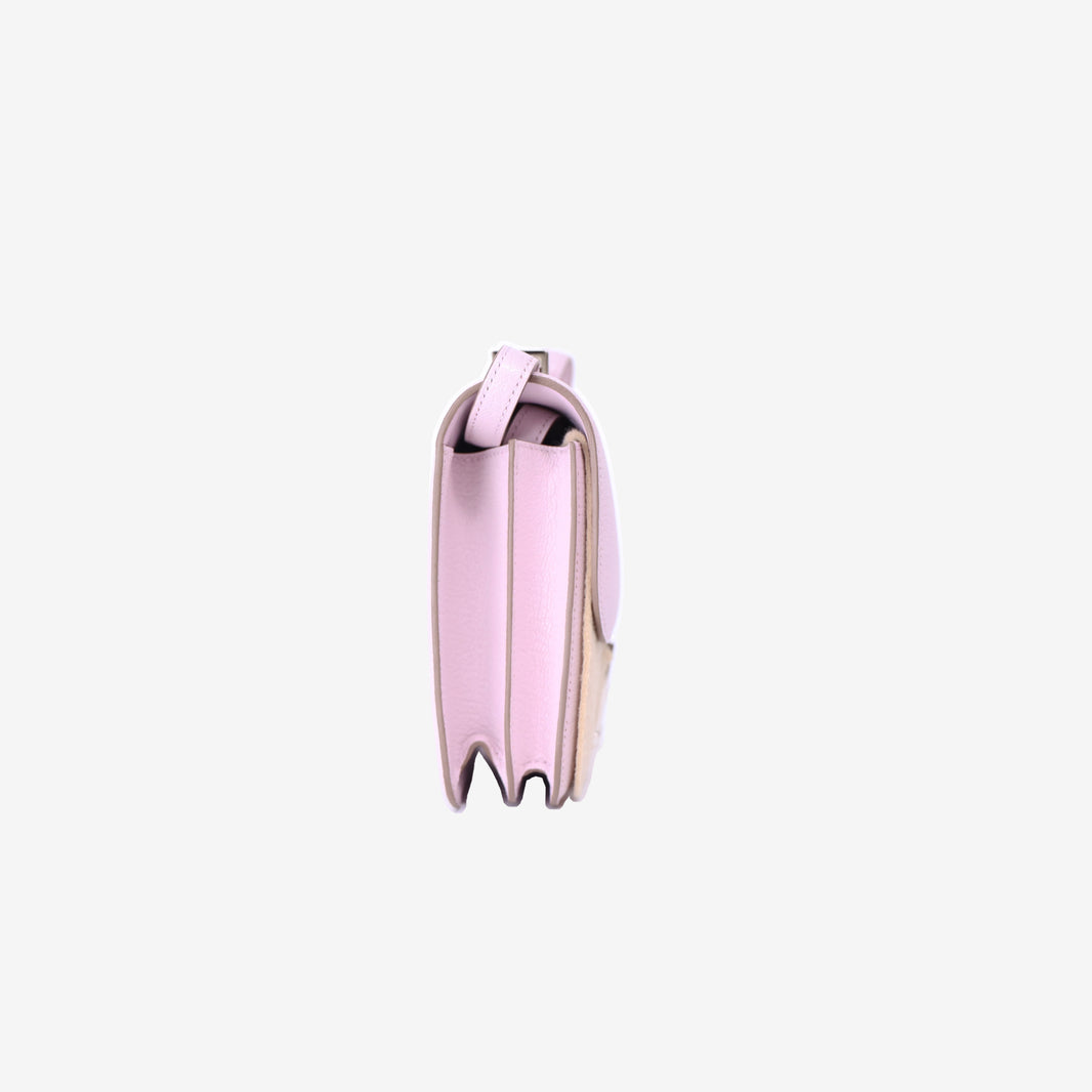 Hermès Constance 18 in Mauve Pale Chevre Mysore Leather with Palladium Hardware side view