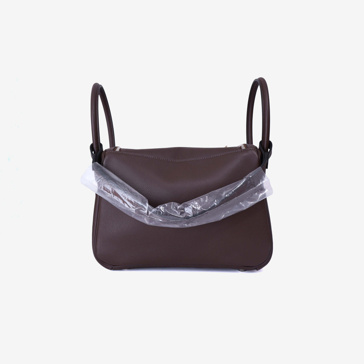 Hermès Lindy 26 in Moka Evercolor Leather with Palladium Hardware back view