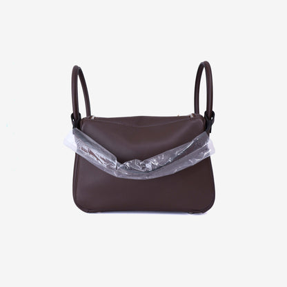 Hermès Lindy 26 in Moka Evercolor Leather with Palladium Hardware back view