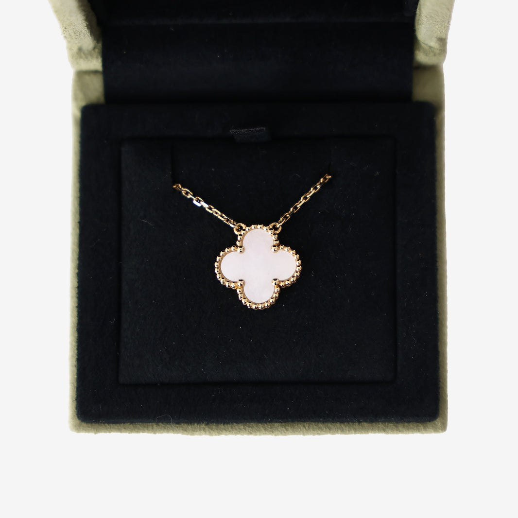 Van Cleef & Arpels Sweet Alhambra Pendant in 18k Yellow Gold with Mother-of-Pearl detail view