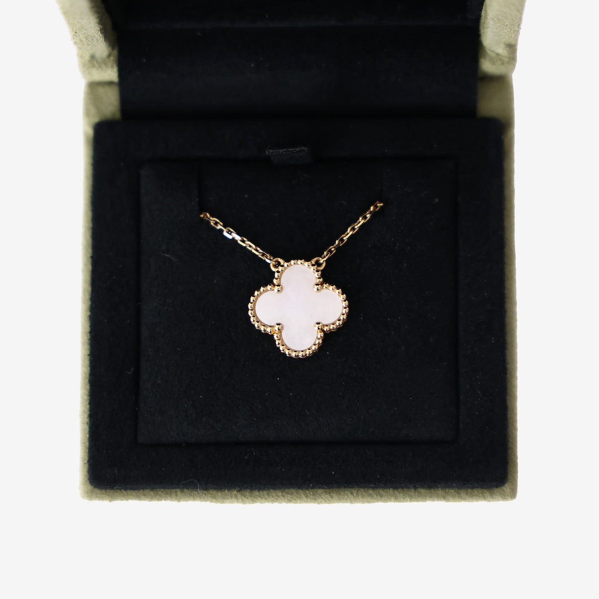 Van Cleef & Arpels Sweet Alhambra Pendant in 18k Yellow Gold with Mother-of-Pearl detail view